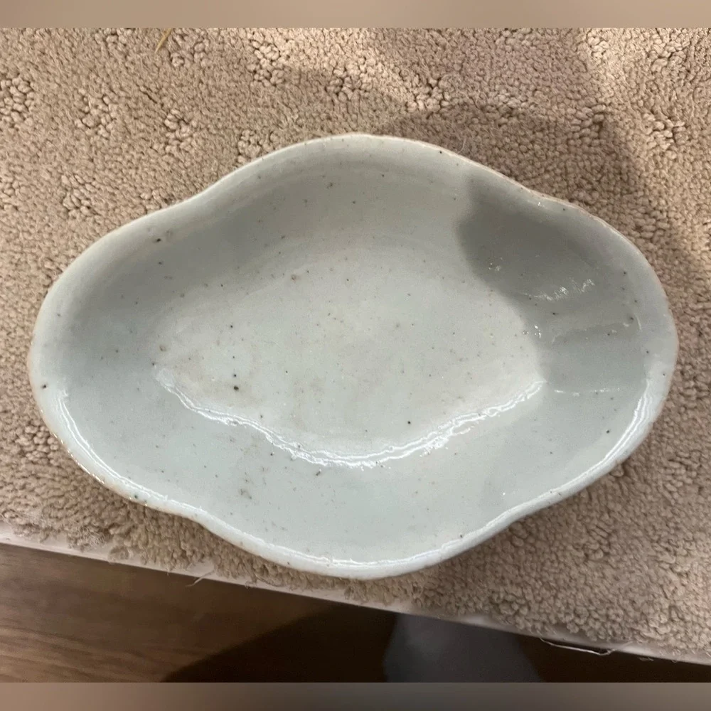 Antique Chinese Floral Porcelain Dish with Orange Accents